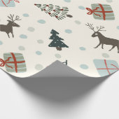 Kerstcadeau inpakpapier met rendieren, stippen (Hoek)