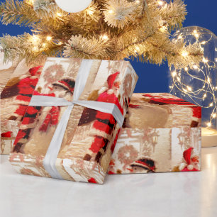 Kerstcadeau inpakpapier met vintage Sint Nicolaas