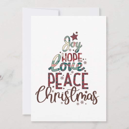 Kerstcadeau Joy Love Peace Christmas Kaart (Voorkant)