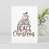 Kerstcadeau Joy Love Peace Christmas Kaart (Staand voorkant)