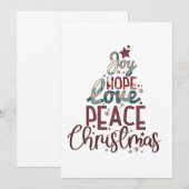 Kerstcadeau Joy Love Peace Christmas Kaart (Voorkant / Achterkant)