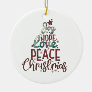 Kerstcadeau Joy Love Peace Christmas Keramisch Ornament