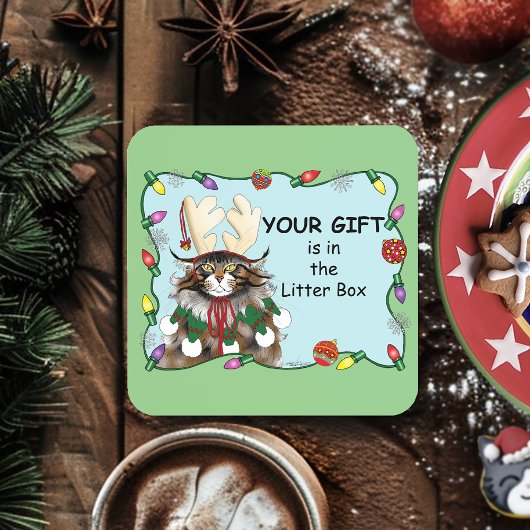 Kerstcadeau Kat Groen Grappig Bier Onderzetter