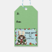 Kerstcadeau Kat Groen Grappig Cadeaulabel (Voorkant)