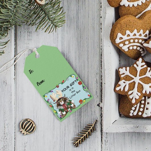Kerstcadeau Kat Groen Grappig Cadeaulabel