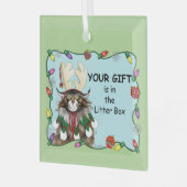 Kerstcadeau Kat Groen Grappig Glas Ornament (Voorkant links)