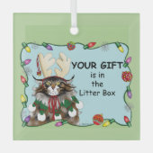 Kerstcadeau Kat Groen Grappig Glas Ornament (Voorkant)