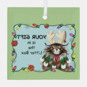 Kerstcadeau Kat Groen Grappig Glas Ornament (Achterkant)