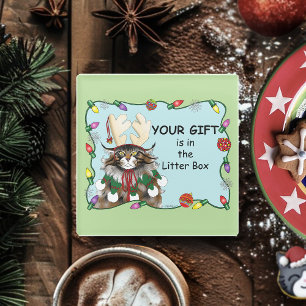 Kerstcadeau Kat Groen Grappig Glazen Onderzetter