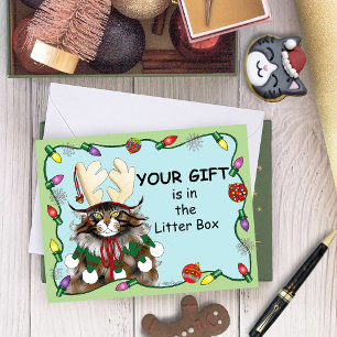 Kerstcadeau Kat Groen Grappig Kaart