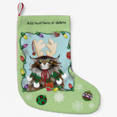 Kerstcadeau Kat Groen Grappig Kleine Kerstsok (Voorkant)