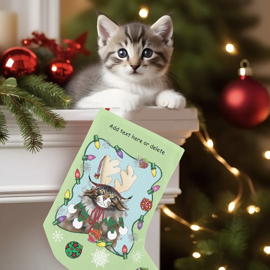 Kerstcadeau Kat Groen Grappig Kleine Kerstsok