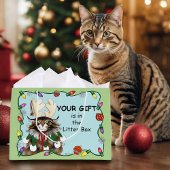 Kerstcadeau Kat Groen Grappig Large Cadeautasje