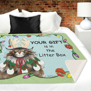 Kerstcadeau Kat Groen Grappig Sherpa Deken