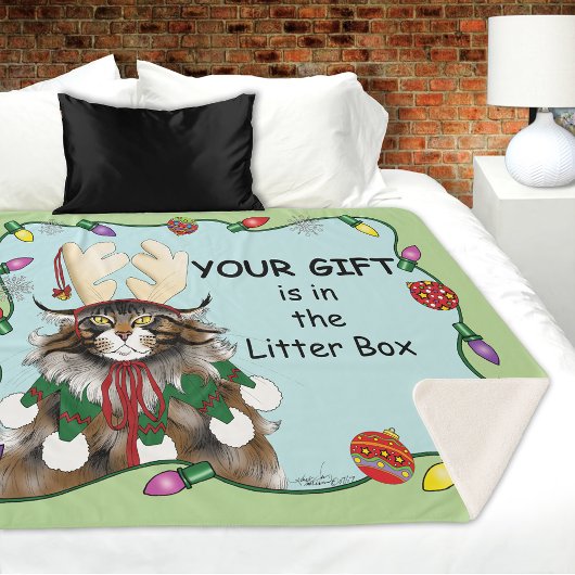 Kerstcadeau Kat Groen Grappig Sherpa Deken