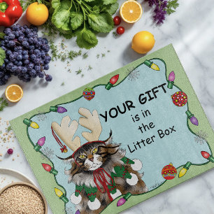 Kerstcadeau Kat Groen Grappig Snijplank