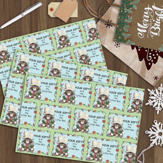 Kerstcadeau Kat Groen Grappig Tissuepapier