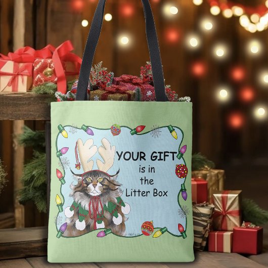 Kerstcadeau Kat Groen Grappig Tote Bag