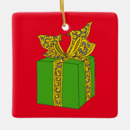 kerstcadeau keramisch ornament