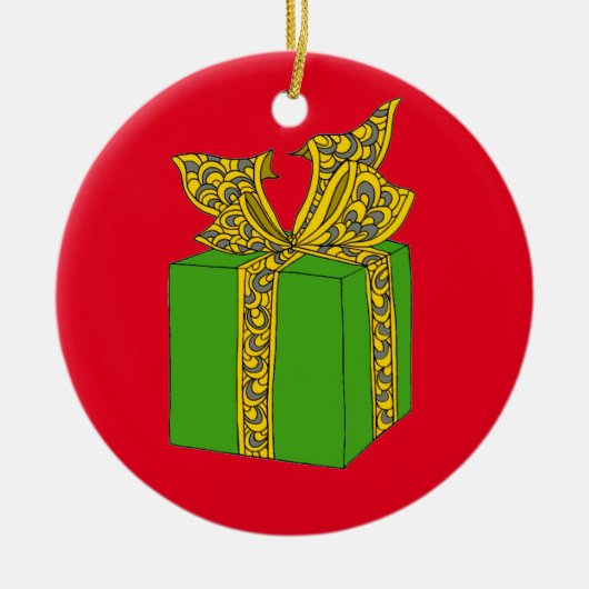 kerstcadeau keramisch ornament (Voorkant)