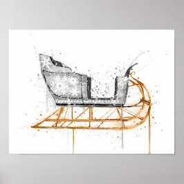Kerstcadeau Kerst slee Poster