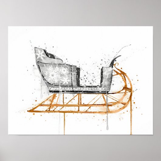 Kerstcadeau Kerst slee Poster (Voorkant)