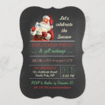 Kerstcadeau  kerstcadeau kaart<br><div class="desc">kerstcadeaugroep, kerstcadeau met geschenk/cadeau, chalkboardstijl, santa red suit/pet/white beard, vier het seizoen, feestelijke sjabloon, rode/groene/beige retro kleuren, feestelijk/leuk/eenvoudig design, antiek illustratie/afbeelding/digitale collage, geïnspireerd/stijl/look/look, volledig aanpasbare sjabloon voor tekst, groen/wit, streekend patroon. Het ontwerp van een cadeauwisselaar met antiek illustratie van de kerstman, in een rood pak, en de woorden "Laten we...</div>