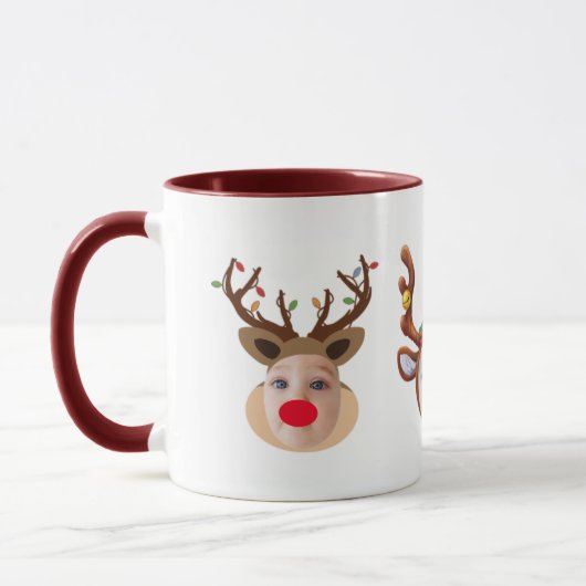Kerstcadeau Kinderen Grappige Gezichten Donkerrood Mok (Links)