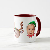 Kerstcadeau Kinderen Grappige Gezichten Donkerrood Mok (Voorkant rechts)