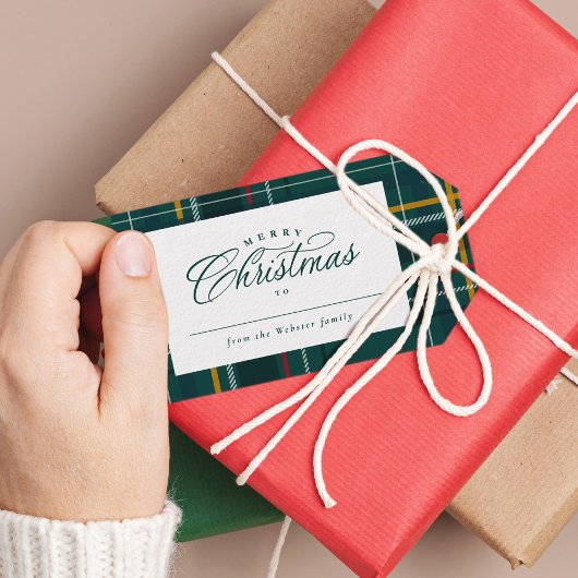 kerstcadeau klassiek groen feestnummer cadeaulabel