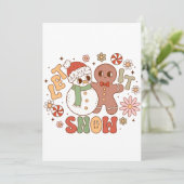 Kerstcadeau laat het sneeuwen feestdagenkaart (Staand voorkant)