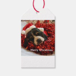 Kerstcadeau label Basset hound Cadeaulabel