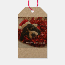 Kerstcadeau label Basset hound Cadeaulabel