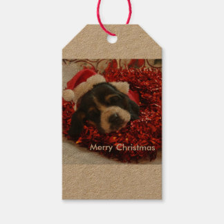 Kerstcadeau label Basset hound Cadeaulabel