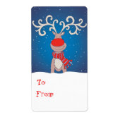 Kerstcadeau label blauw (van en naar) (Voorkant)