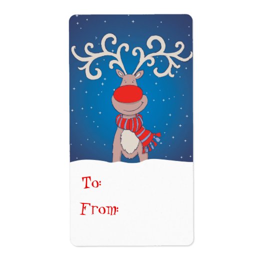 Kerstcadeau label blauw (van en naar) (Voorkant)