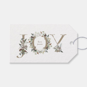kerstcadeau Label Festive Floral Alphabet JOY Cadeaulabel