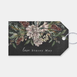 kerstcadeau Label Floral Waterverf Chalkboard Cadeaulabel
