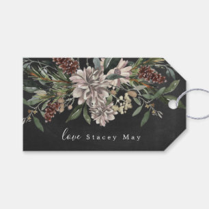 kerstcadeau Label Floral Waterverf Chalkboard Cadeaulabel