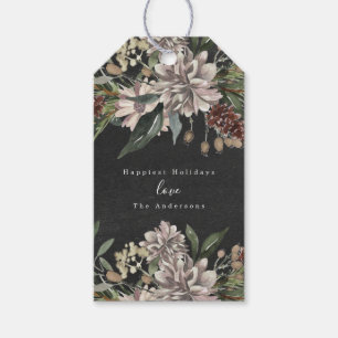 kerstcadeau Label Floral Waterverf Chalkboard Cadeaulabel