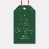 kerstcadeau Label Gold Glitter Calligrafie Green Cadeaulabel (Voorkant)