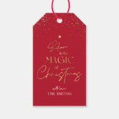 Kerstcadeau Label Gold Glitter Calligrafie Rood Cadeaulabel (Voorkant)