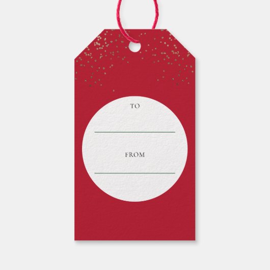 Kerstcadeau Label Gold Glitter Calligrafie Rood Cadeaulabel (Achterkant)