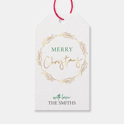 kerstcadeau Label Gold Wreated, speciaal gepersona Cadeaulabel (Voorkant)