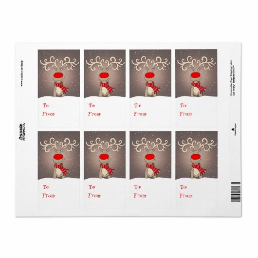 Kerstcadeau label grijs (van en naar) (Full Sheet)