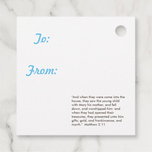 Kerstcadeau label kerststal Christelijk Thema (Achterkant)