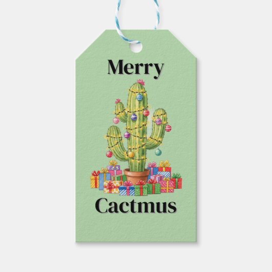 Kerstcadeau Label - Merry Cactmus Cadeaulabel (Voorkant)