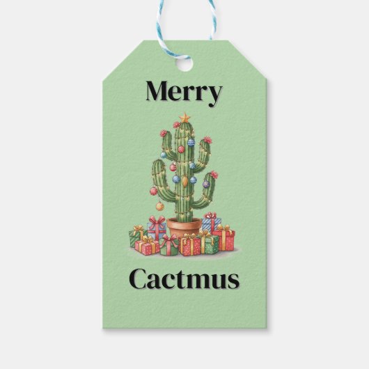 Kerstcadeau Label - Merry Cactmus Cadeaulabel (Voorkant)