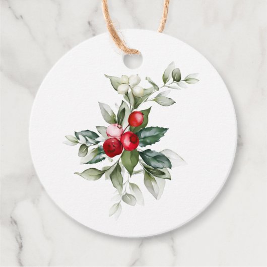 Kerstcadeau Label met Berry en Branch Design (Voorkant)