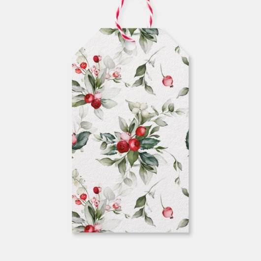 Kerstcadeau Label met Berry en Branch Design Cadeaulabel (Achterkant)